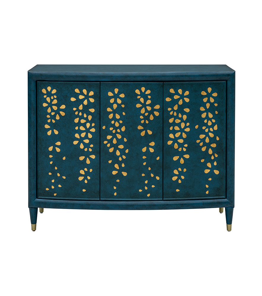 Bassett Mirror - Argento 46" Antique Blue Wood Three-Door Storage Cabinet - 6041-LR-508 view 2