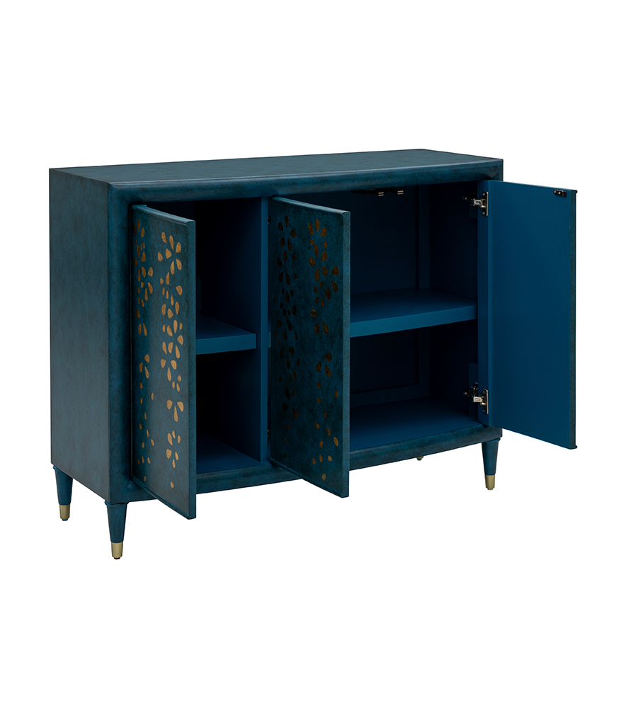 Bassett Mirror - Argento 46" Antique Blue Wood Three-Door Storage Cabinet - 6041-LR-508 view 3