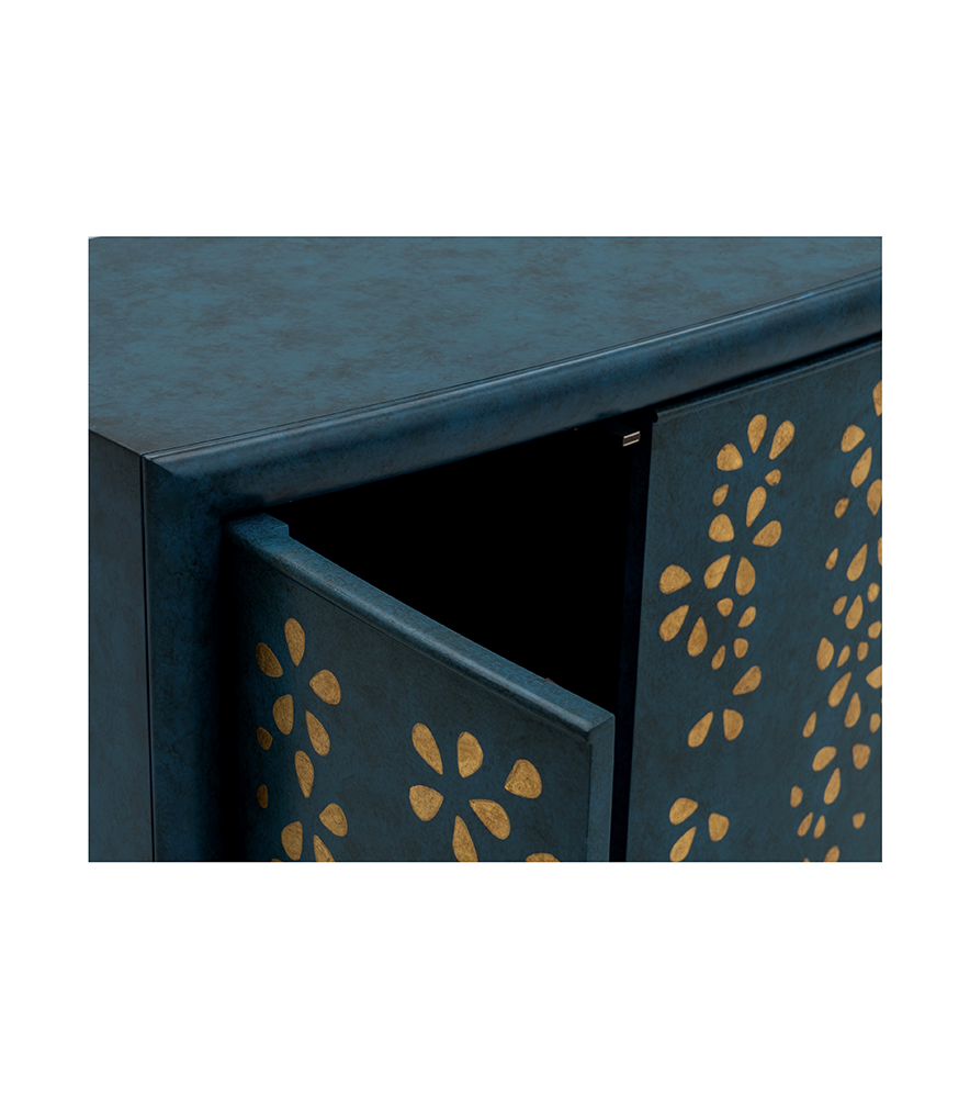 Bassett Mirror - Argento 46" Antique Blue Wood Three-Door Storage Cabinet - 6041-LR-508 view 4