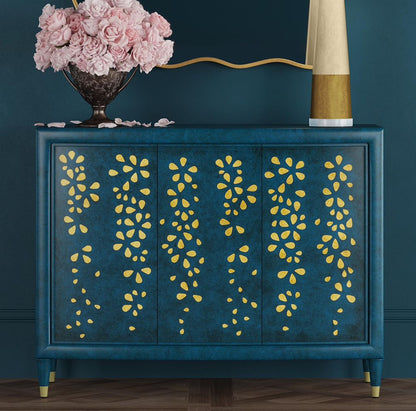 Bassett Mirror - Argento 46" Antique Blue Wood Three-Door Storage Cabinet - 6041-LR-508 view 6