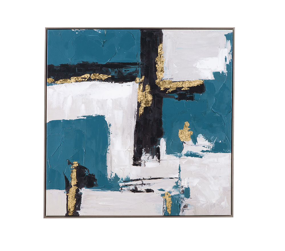 Bassett Mirror - Around About Silver Abstract Framed Canvas - 7301-065 view 1