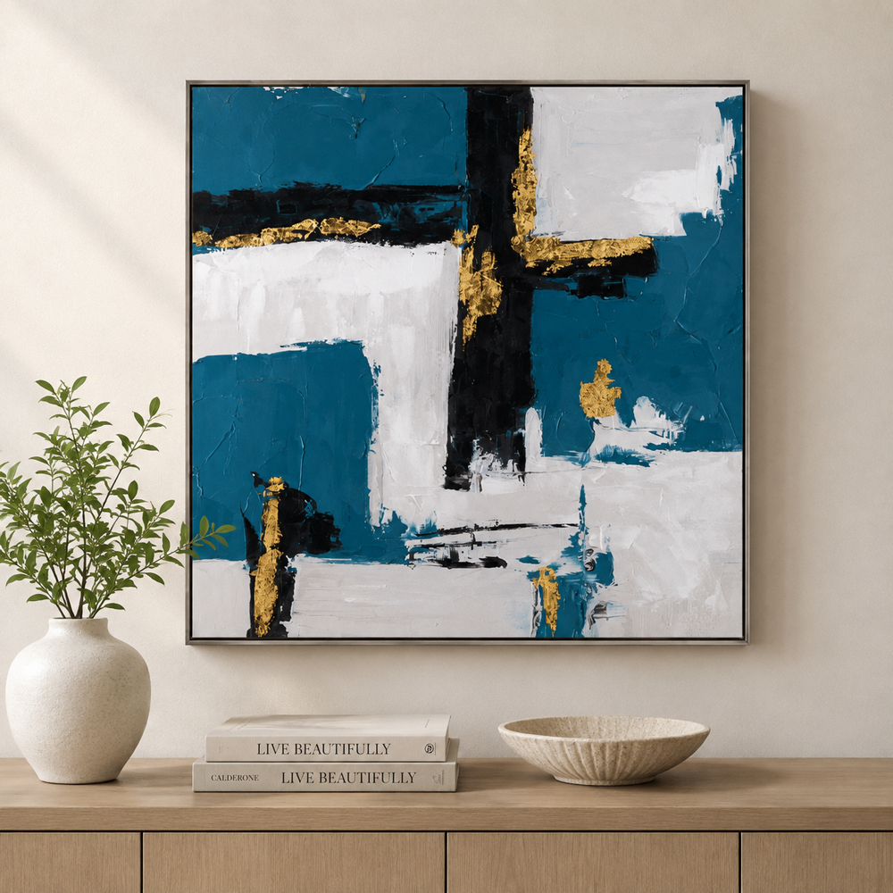 Bassett Mirror - Around About Silver Abstract Framed Canvas - 7301-065 view 5