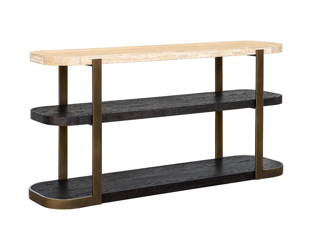 Bassett Mirror - Avalon 60" Travertine Console Table - 9440-LR-400 view 1