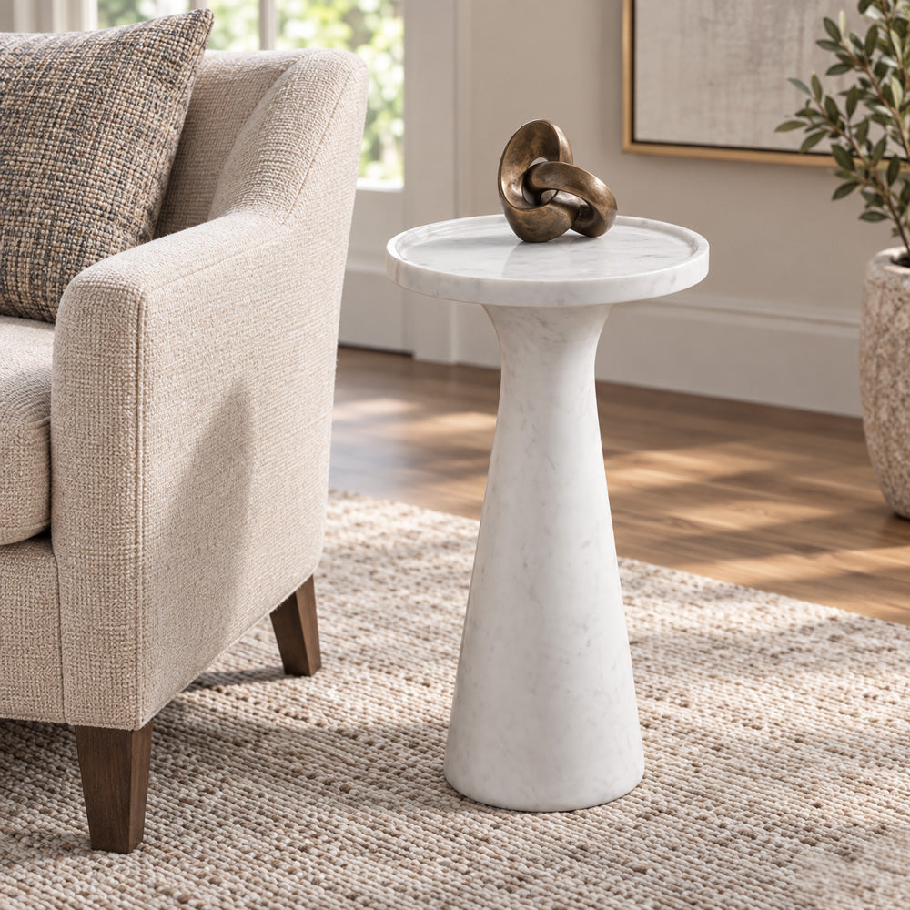Bassett Mirror - Baird White Marble Accent Table - 9108-LR-223 view 3