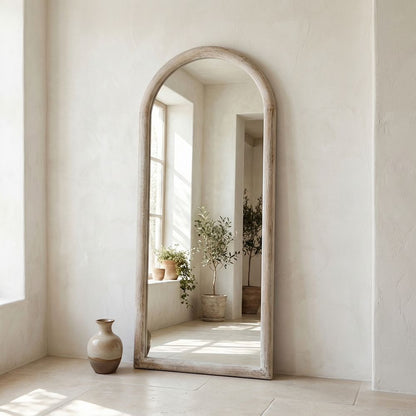 Bassett Mirror - Bay 72" Whitewashed Arched Floor Mirror - M5018 view 4