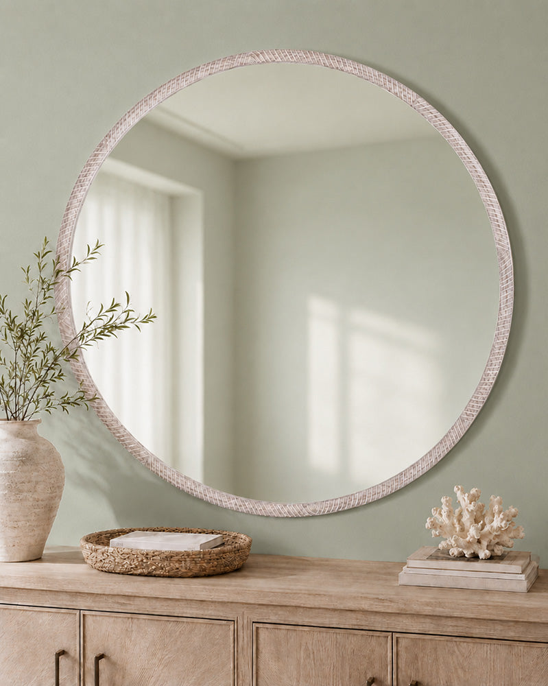 Bassett Mirror - Bechet 56" Whitewashed Round Wall Mirror - M5074 view 5