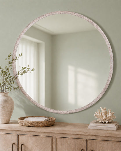 Bassett Mirror - Bechet 56" Whitewashed Round Wall Mirror - M5074 view 5
