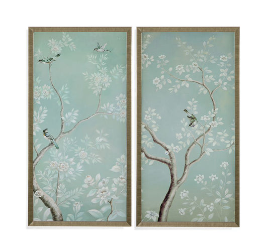 Bassett Mirror - Birds & Flowers Green Framed Print (Set of 2) - 9901-876-000 view 1