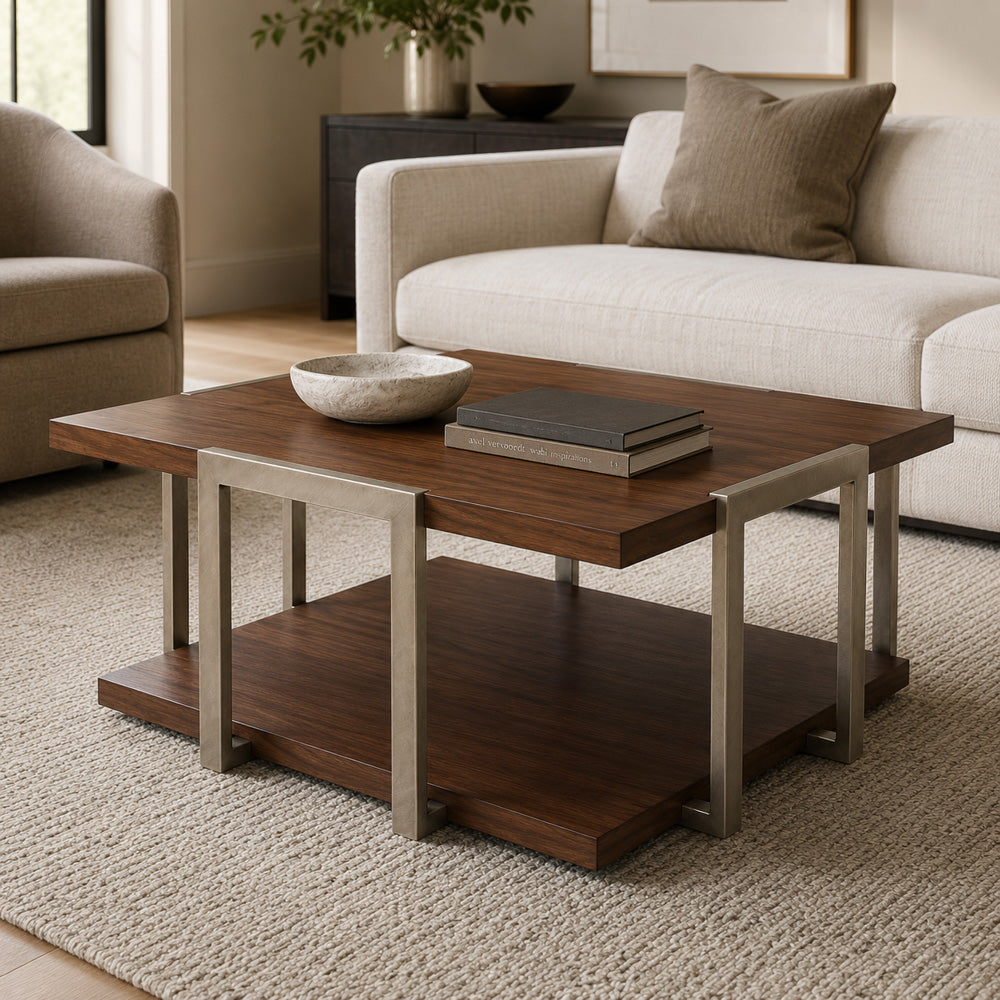 Bassett Mirror - Brooke Walnut Coffee Table - 7027-LR-130 view 5