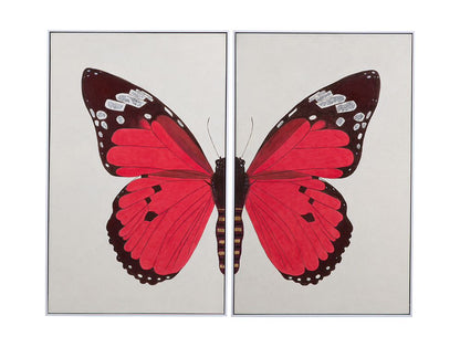 Bassett Mirror - Butterfly Red Framed Canvas (Set of 2) - 7301-008 view 1
