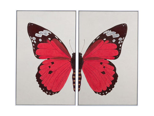 Bassett Mirror - Butterfly Red Framed Canvas (Set of 2) - 7301-008 view 1