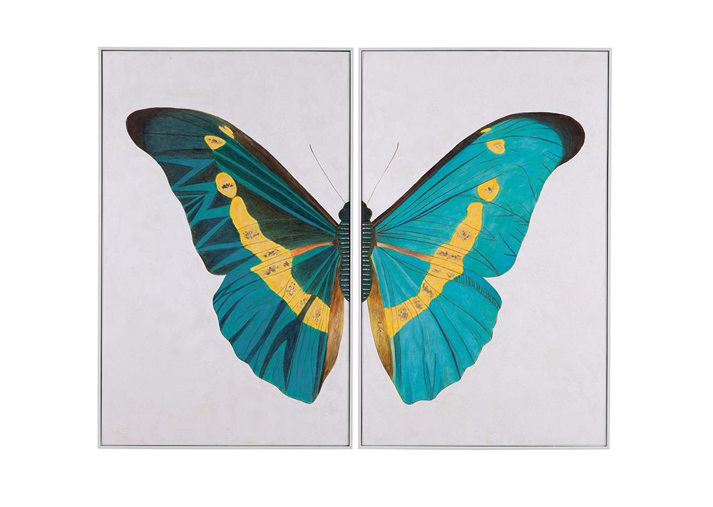 Bassett Mirror - Butterfly Wings Blue Framed Canvas (Set of 2) - 7300-974 view 1