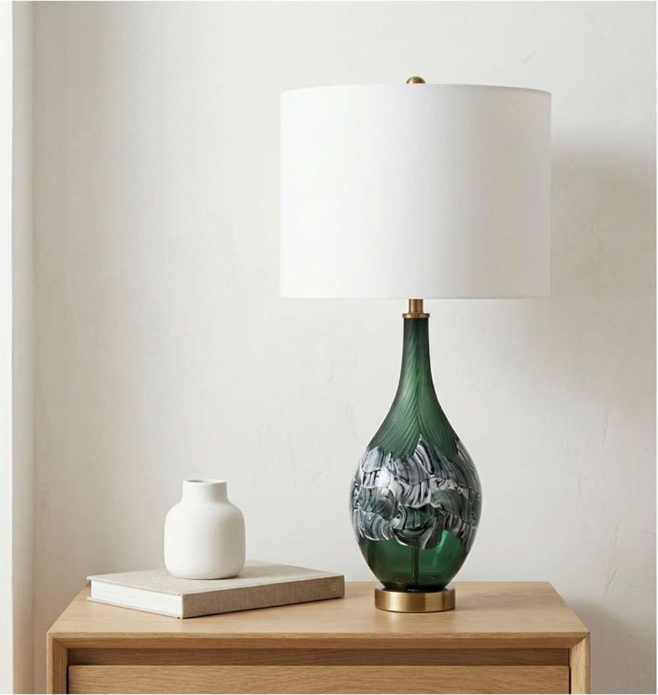 Bassett Mirror - Callan 29" Emerald Green Art Glass Table Lamp - L4812T view 4