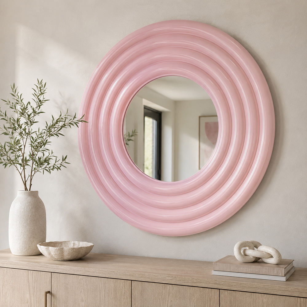 Bassett Mirror - Centauri 48" Glossy Pink Round Wall Mirror - M5220 view 5