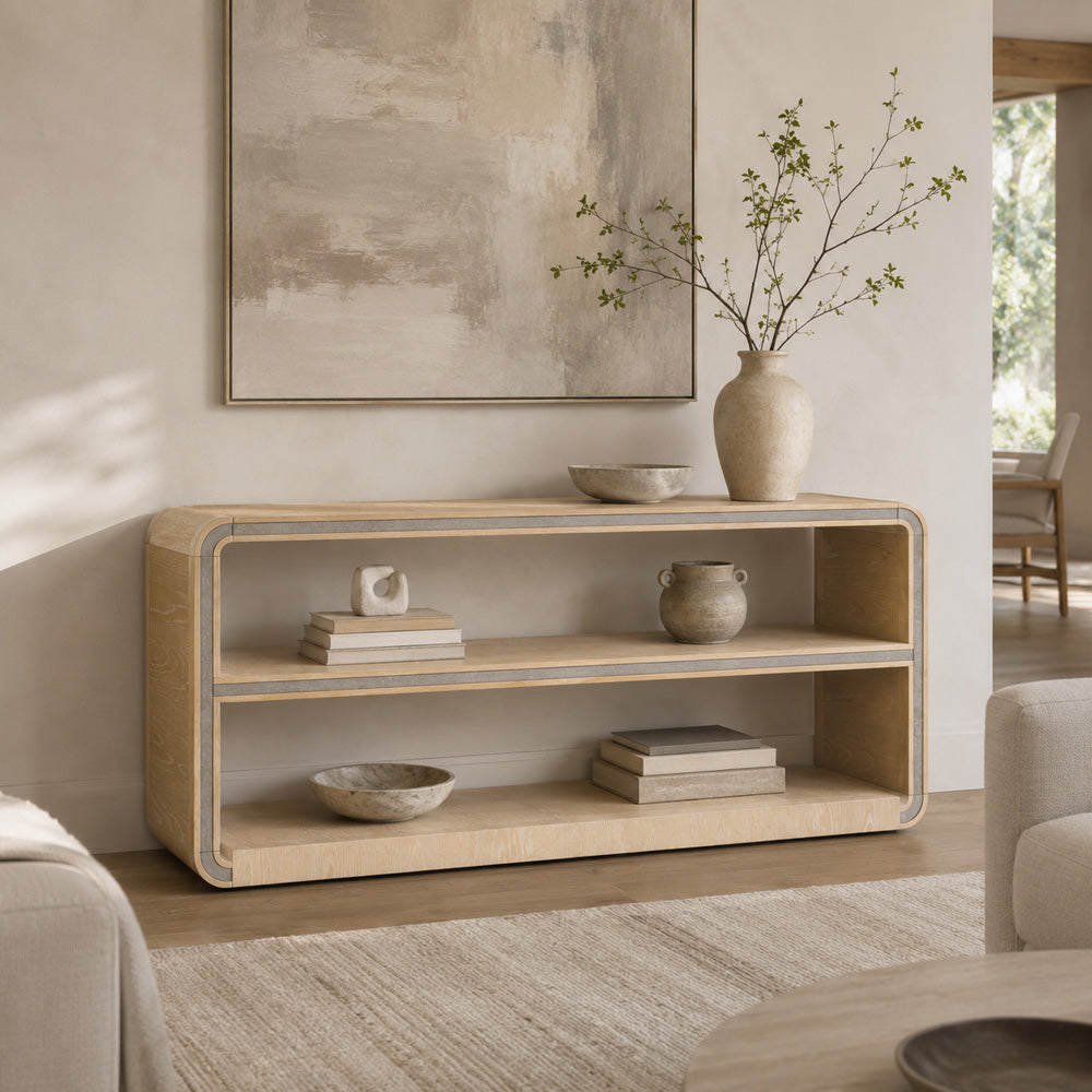 Bassett Mirror - Damone 64" Cerused White Oak Console Table - 6016-LR-400 view 6