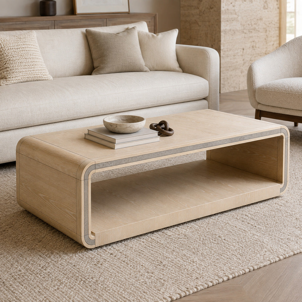 Bassett Mirror - Damone Cerused White Oak Coffee Table - 6016-LR-100 view 5