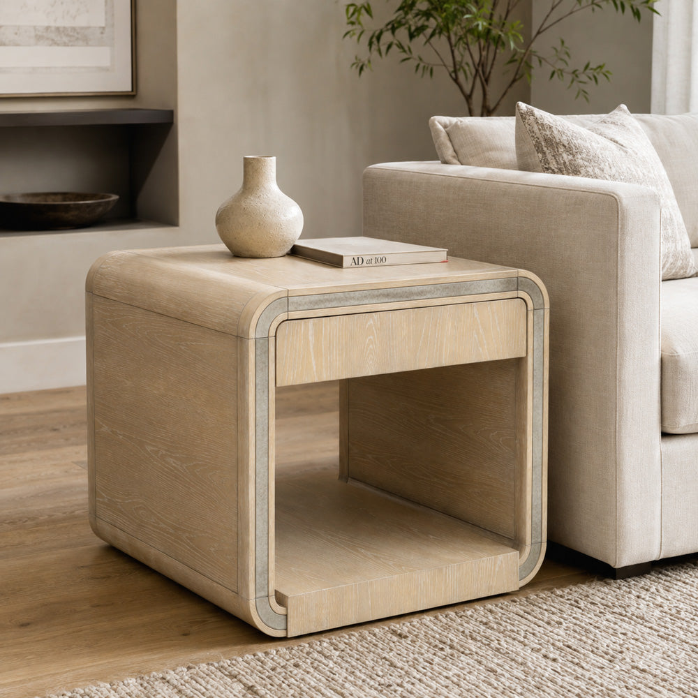 Bassett Mirror - Damone Cerused White Oak End Table - 6016-LR-250 view 6