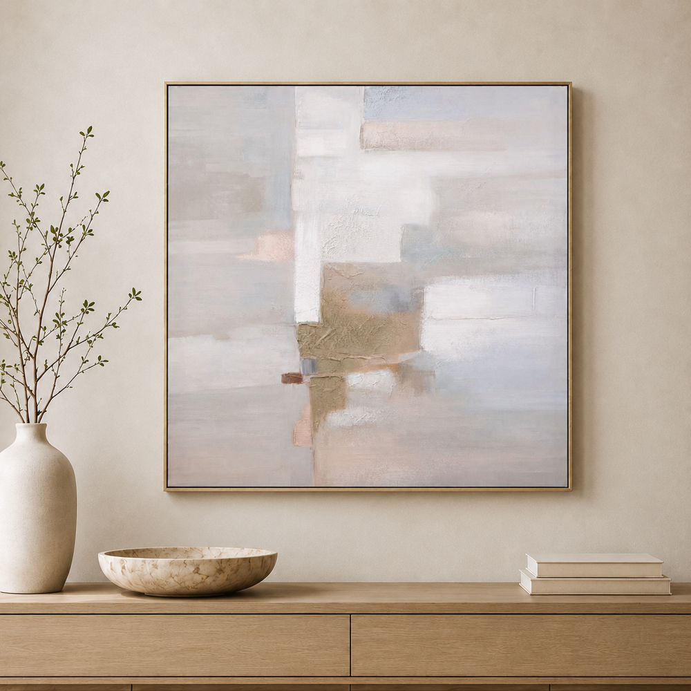 Bassett Mirror - Drifted Light Pink Abstract Framed Canvas - 7301-115 view 5
