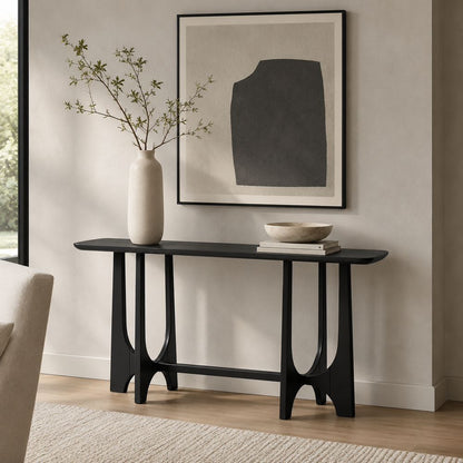 Bassett Mirror - Dunnigan 54" Matte Black Oak Console Table - 7049-LR-401 view 5