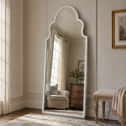 Bassett Mirror - Elberta 74" White Arched Floor Mirror - M5014 view 4