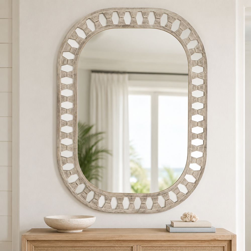 Bassett Mirror - Enya 48" Whitewashed Rectangular Wall Mirror - M5068 view 5