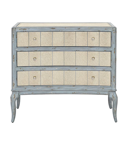 Bassett Mirror - Fontaine 38" Blue Antique Mirror Three-Drawer Storage Chest - 5574-LR-766 view 2