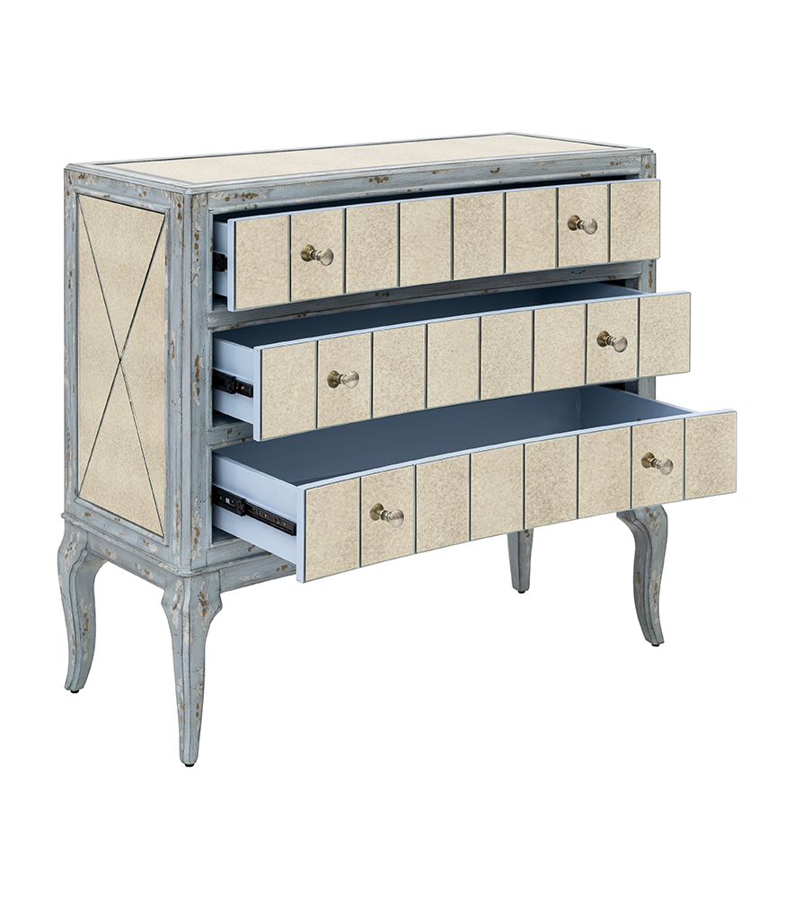 Bassett Mirror - Fontaine 38" Blue Antique Mirror Three-Drawer Storage Chest - 5574-LR-766 view 3