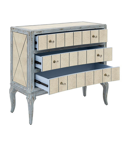 Bassett Mirror - Fontaine 38" Blue Antique Mirror Three-Drawer Storage Chest - 5574-LR-766 view 3