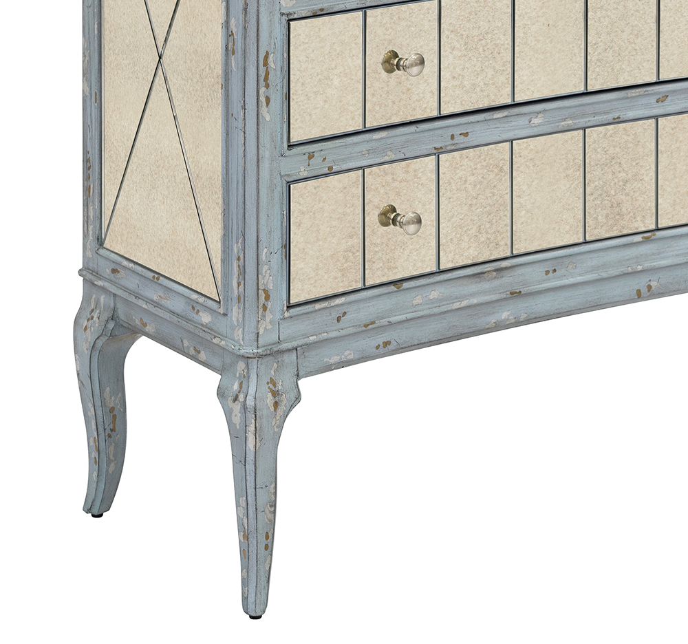 Bassett Mirror - Fontaine 38" Blue Antique Mirror Three-Drawer Storage Chest - 5574-LR-766 view 5