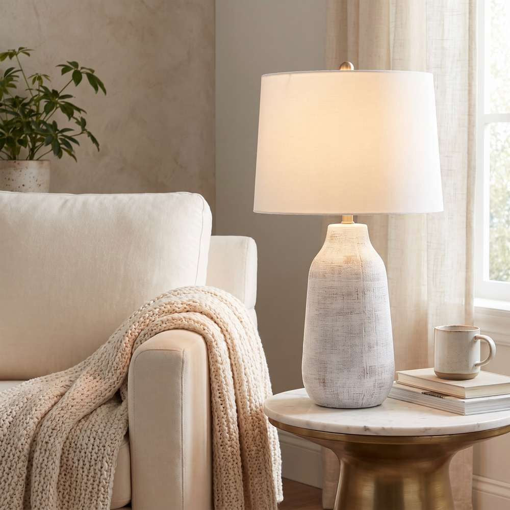 Bassett Mirror - Forcythia 31" White Ceramic Table Lamp - L4578T view 4