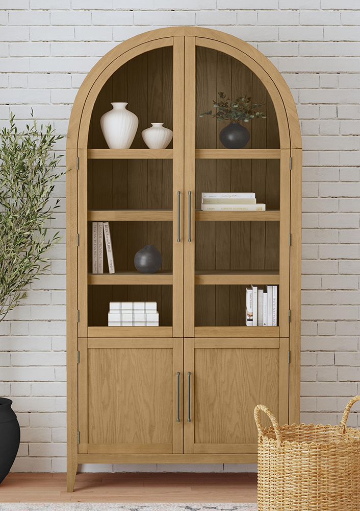 Bassett Mirror - Fynn 89" Blonde Oak Display Cabinet - 3312-LR-500 view 7