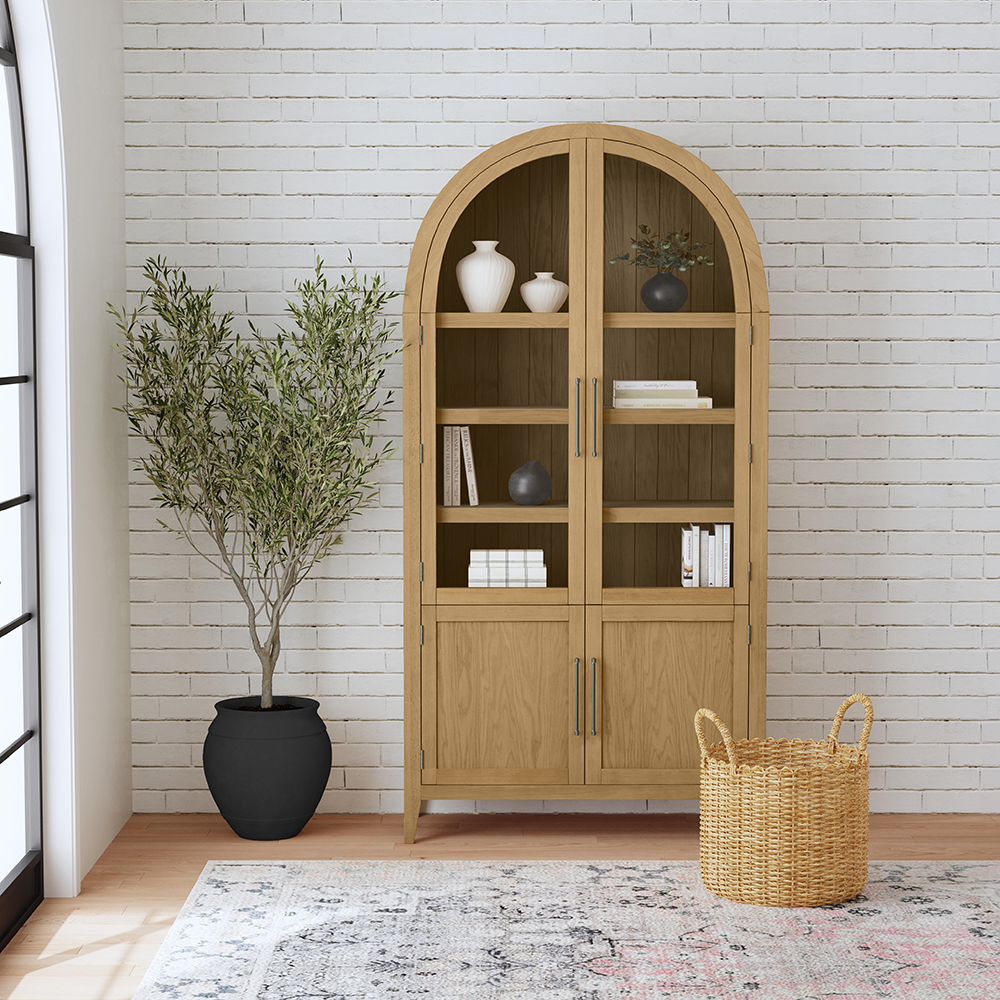 Bassett Mirror - Fynn 89" Blonde Oak Display Cabinet - 3312-LR-500 view 8