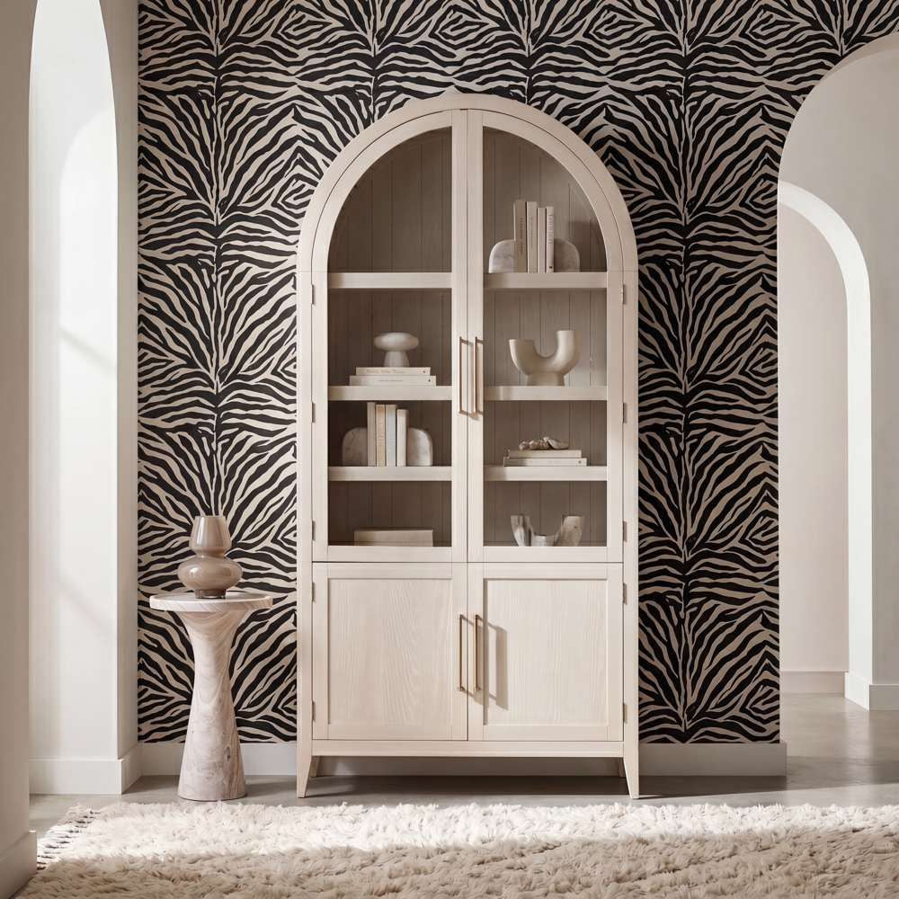 Bassett Mirror - Fynn 89" Cerused Gray Oak Display Cabinet - 3311-LR-500 view 5
