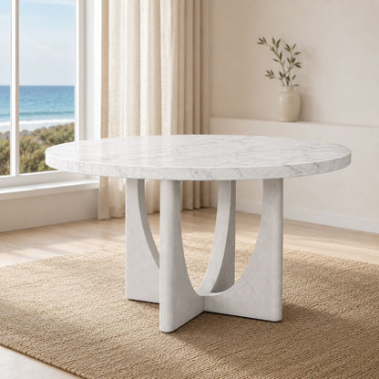 Bassett Mirror - Gavin 54" White Marble Round Dining Table - 1250-DR-700 view 6