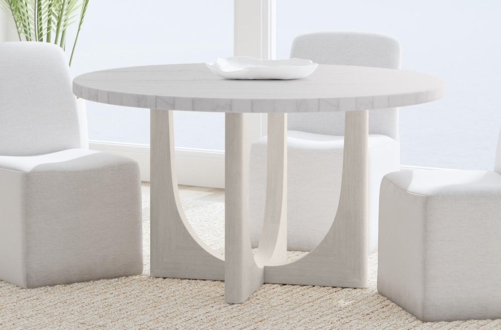 Bassett Mirror - Gavin 54" White Marble Round Dining Table - 1250-DR-700 view 7