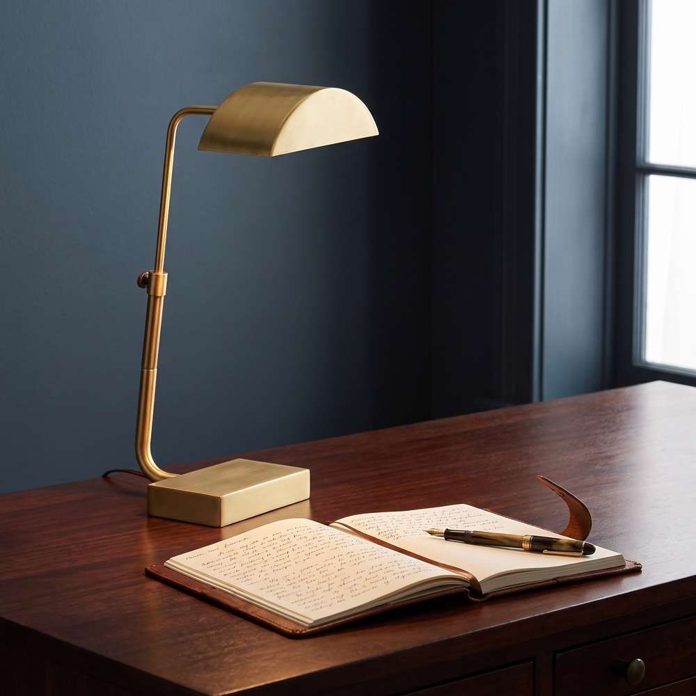 Bassett Mirror - Golden Desk Lamp 16" Brass Metal Table Lamp - L4463T view 4