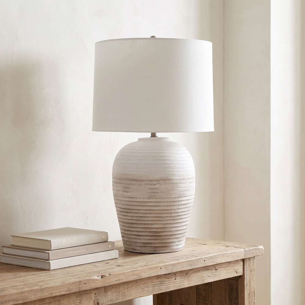 Bassett Mirror - Goshen 35" White Ceramic Table Lamp - L4576T view 4