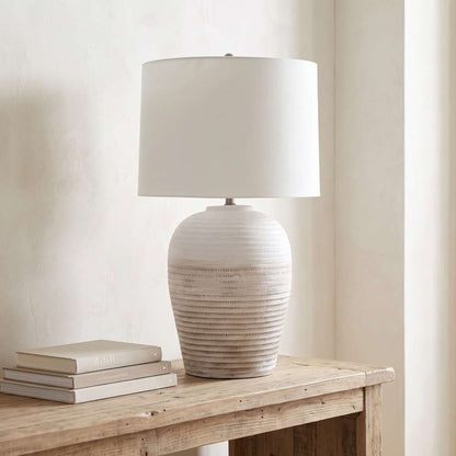Bassett Mirror - Goshen 35" White Ceramic Table Lamp - L4576T view 4