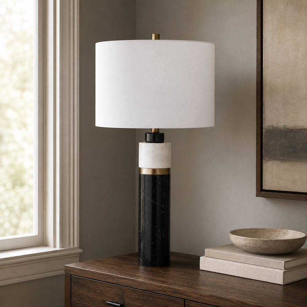 Bassett Mirror - Gregory 28" Black Marble Table Lamp - L4601T view 5