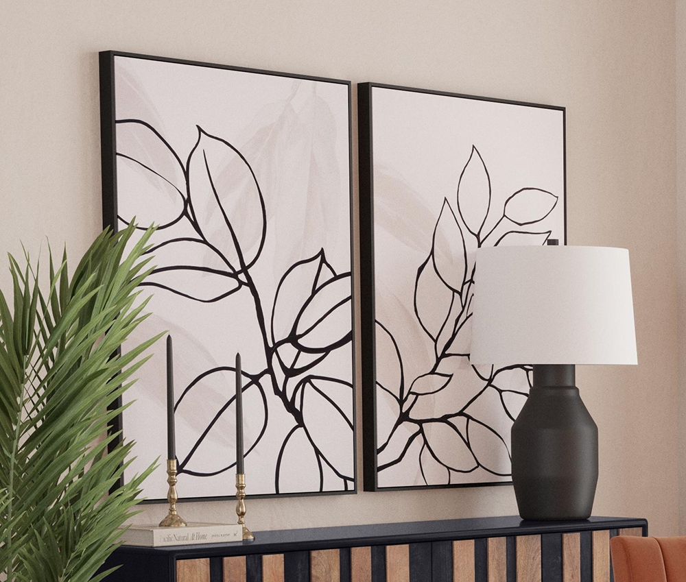 Bassett Mirror - Harmony II Black Botanical Framed Canvas - 7300-990 view 5