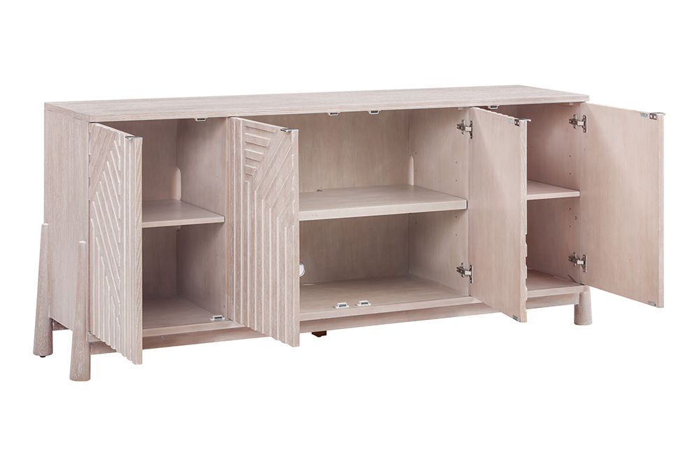 Bassett Mirror - Horizons 74" Cerused White Oak Four-Door Storage Cabinet - 2533-DR-576 view 3