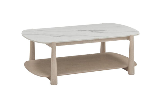 Bassett Mirror - Horizons Cocktail Table in White Oak & White Marble - 2533-LR-100 view 1