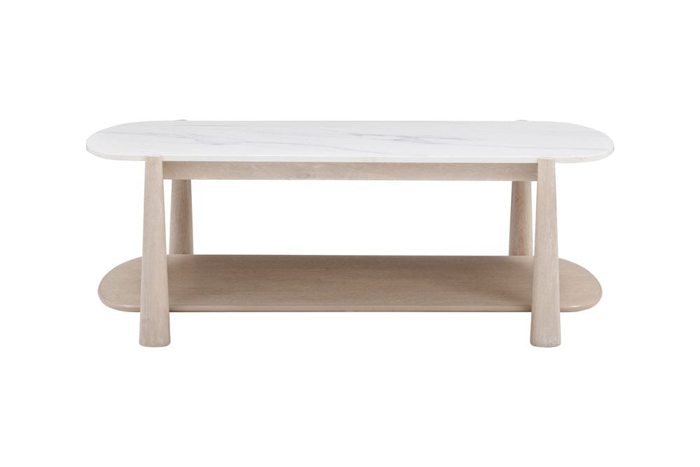Bassett Mirror - Horizons Cocktail Table in White Oak & White Marble - 2533-LR-100 view 2
