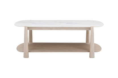 Bassett Mirror - Horizons Cocktail Table in White Oak & White Marble - 2533-LR-100 view 2