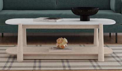 Bassett Mirror - Horizons Cocktail Table in White Oak & White Marble - 2533-LR-100 view 5