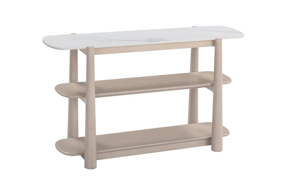 Bassett Mirror - Horizons Console Table in White Oak & White Marble - 2533-LR-400 view 1
