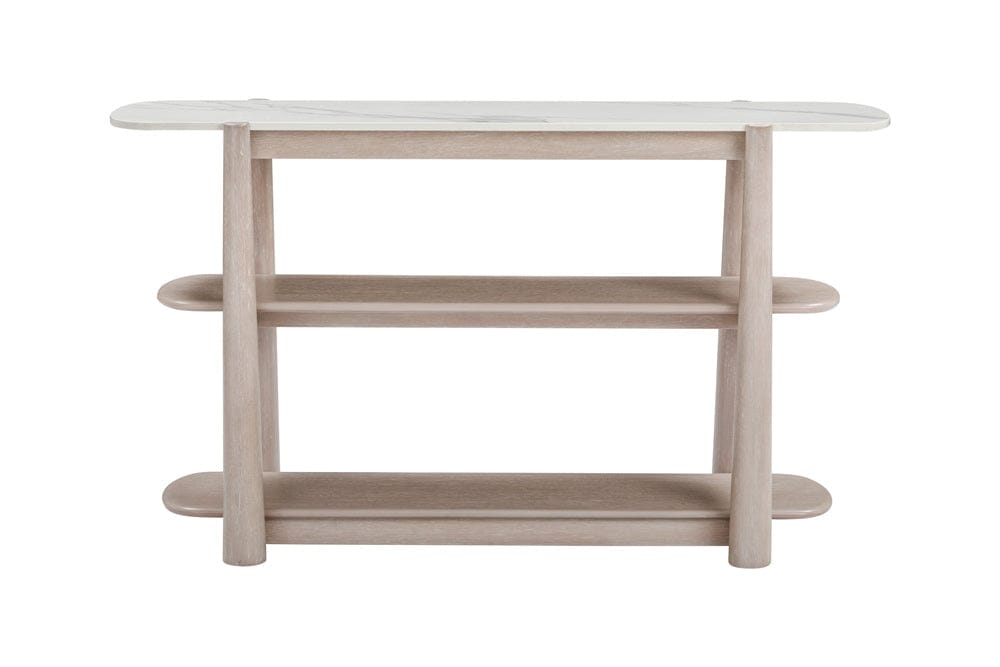 Bassett Mirror - Horizons Console Table in White Oak & White Marble - 2533-LR-400 view 2