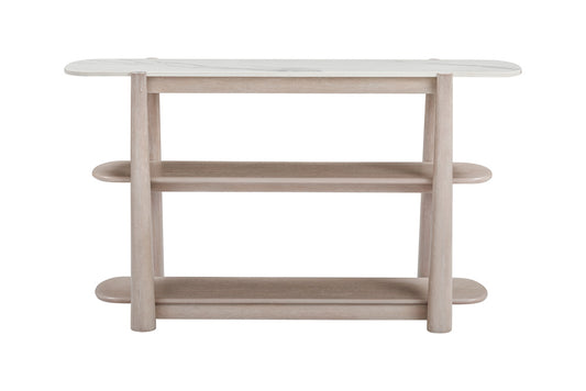 Bassett Mirror - Horizons Console Table in White Oak & White Marble - 2533-LR-400 view 2