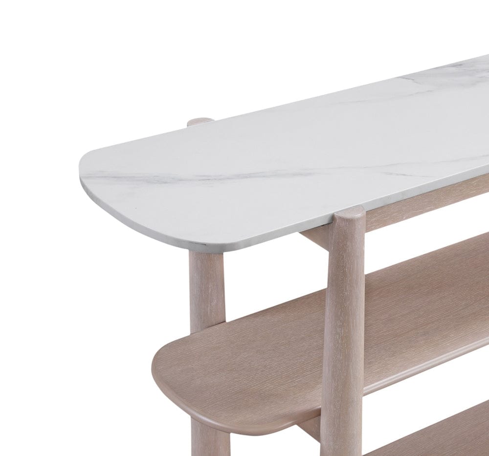 Bassett Mirror - Horizons Console Table in White Oak & White Marble - 2533-LR-400 view 3