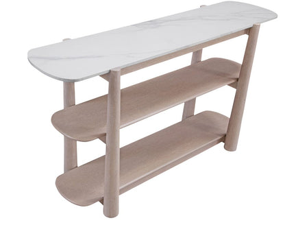 Bassett Mirror - Horizons Console Table in White Oak & White Marble - 2533-LR-400 view 5